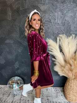 Worth The Wait Velvet Dress With Pearl Balloon Sleeve- Plum -Fashion Clothing Store 6dff457b819df44cd1ac647018ad21fc scaled