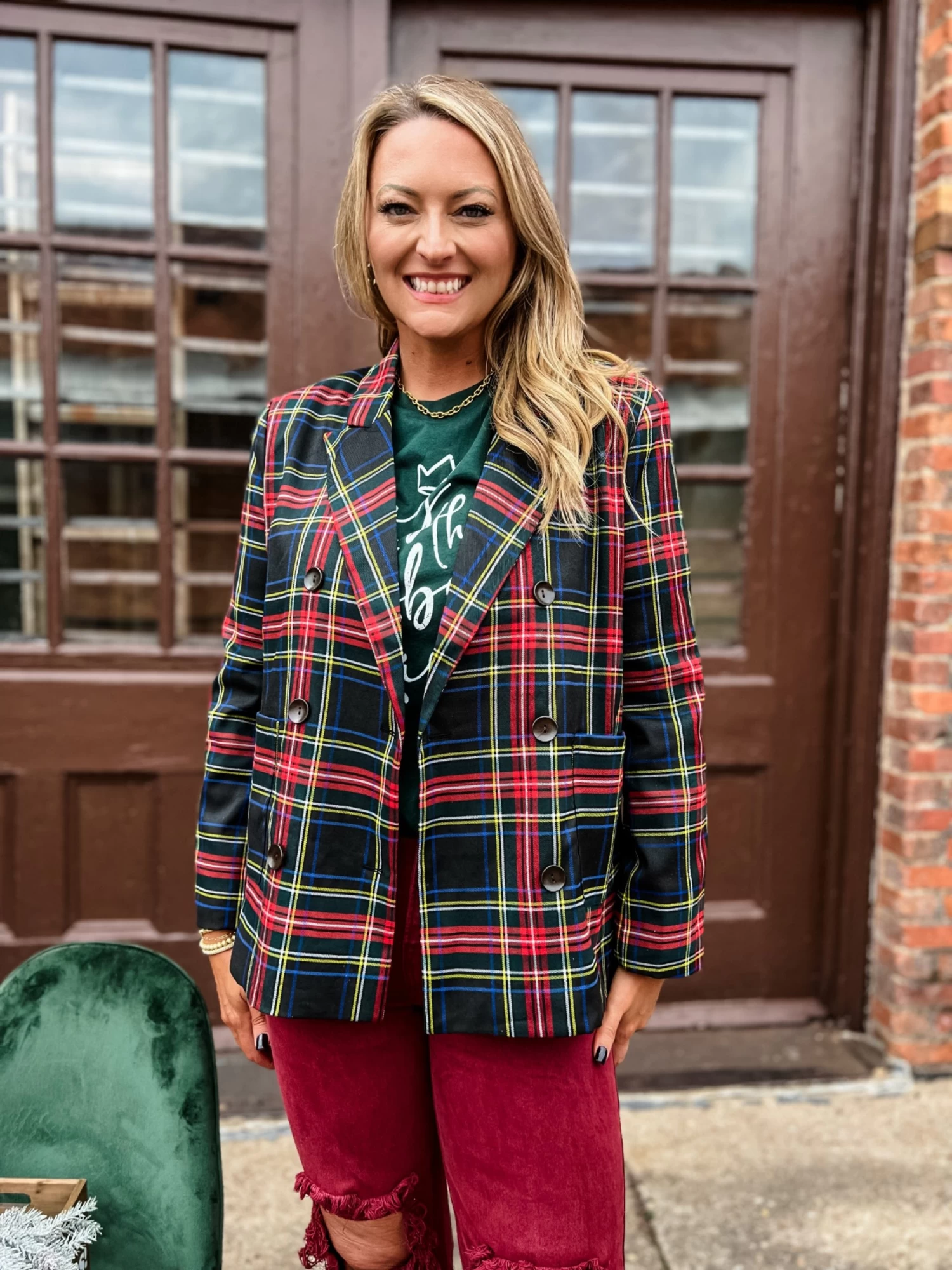 Deck The Halls Plaid Blazer 1 Deck The Halls Plaid Blazer
