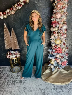 Embracing The Calm Ruffle Sleeve Jumpsuit