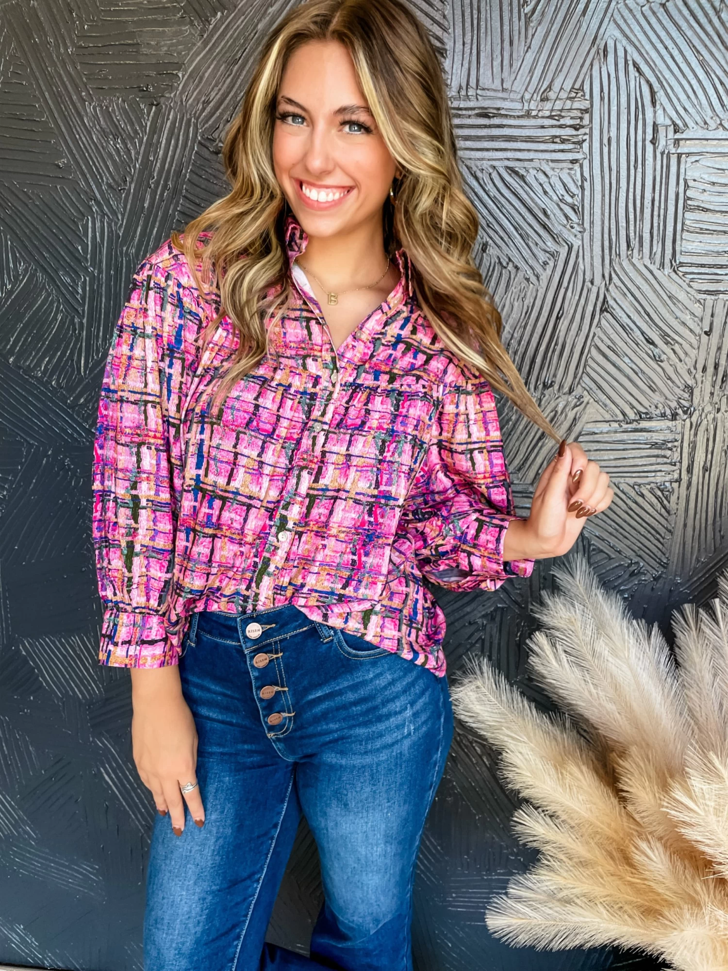 Promises Kept Multi Plaid Top 1 Promises Kept Multi Plaid Top