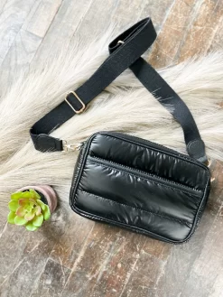 Black Puffer Crossbody Bag