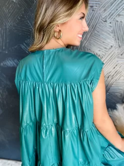 Teal Cap Sleeve Leather Tiered Dress -Fashion Clothing Store 80d846298c60ba3eee4e38895ad1d40f scaled