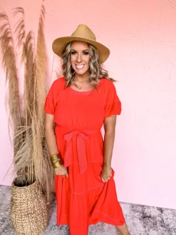 Pretty In Red Balloon Sleeve Dress -Fashion Clothing Store 82092ff7b1d524691f0667147cd21740 scaled