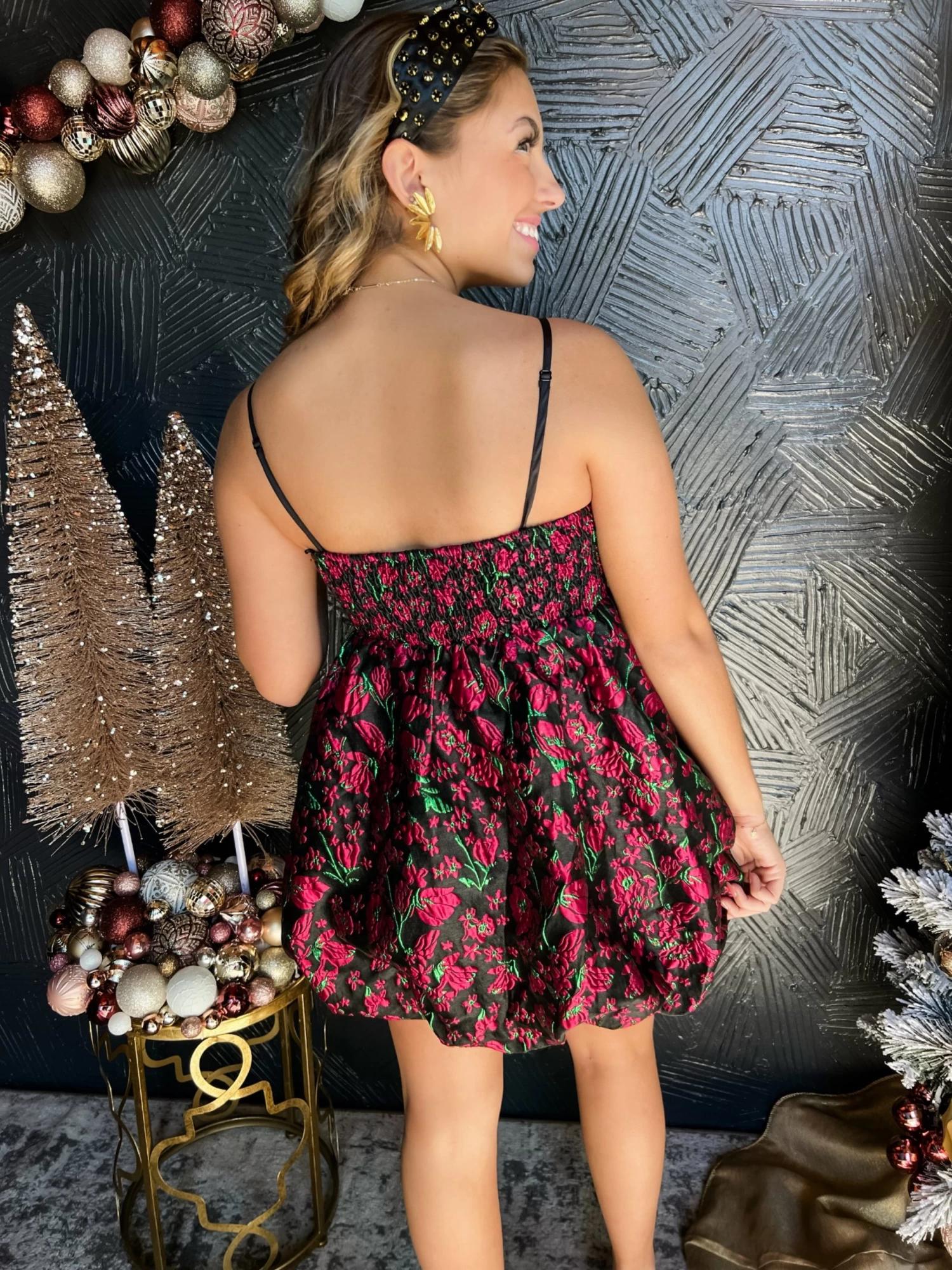 Keep On Wishing Floral Mini Dress- Black 7 Keep On Wishing Floral Mini Dress- Black - Image 7