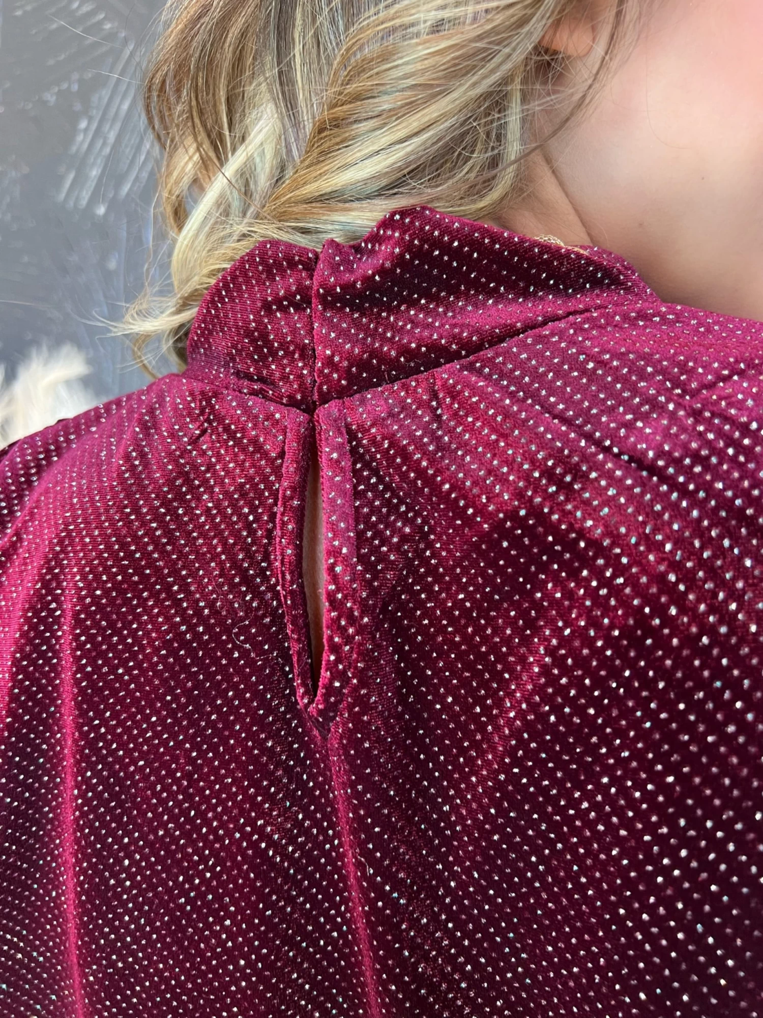 Wine Night Velvet Glitter Puff Sleeve Top 6 Wine Night Velvet Glitter Puff Sleeve Top - Image 6