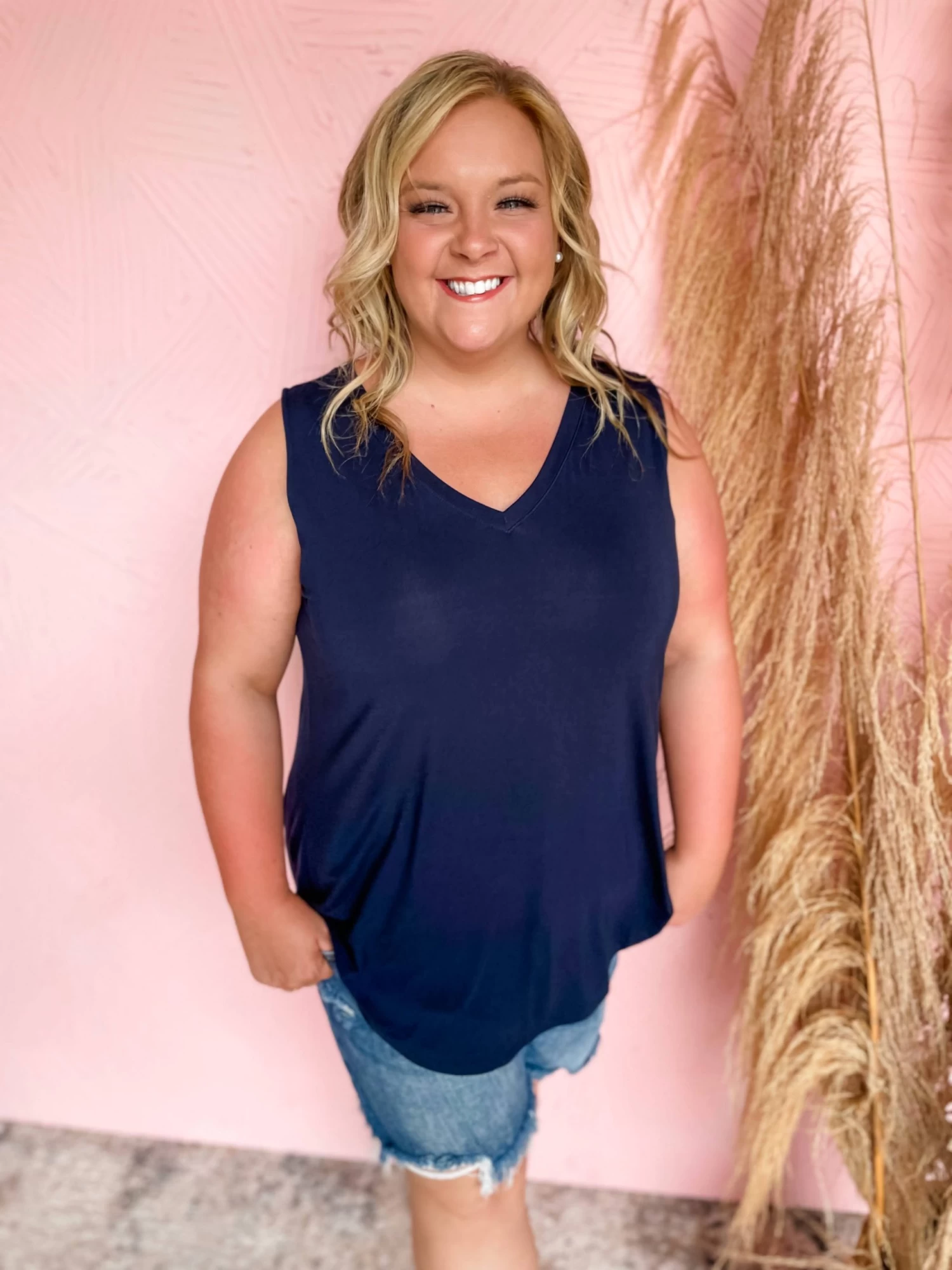 Good Days Ahead Hi Low Tank- Navy 3 Good Days Ahead Hi Low Tank- Navy - Image 3