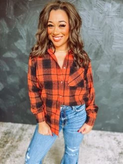 Pickin' Pumpkins Oversized Plaid Shirt