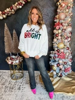 All Is Bright Sweatshirt- Cream
