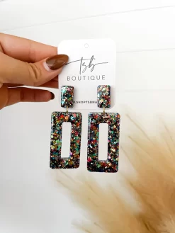 Open Rectangle Earrings- Ferris Wheel Mix