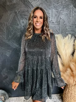 Fashion Clothing Store 15 Sparkle In My Eyes Metallic Shimmer Dress