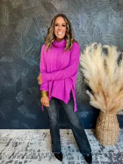 Tranquil Retreat Mock Neck Sweater- Magenta -Fashion Clothing Store 901d999dec069025af427ad22e12772e scaled