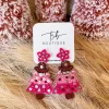 Pink Cowgirl Christmas Tree Beaded Earrings