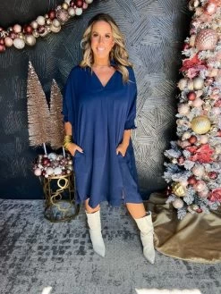 Fashion Clothing Store 21 Make You Mine Relaxed Silhouette Dress- Navy