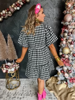 Classic Houndstooth Puff Sleeve Dress- Black -Fashion Clothing Store 95d5835df62b84899b47c40a24947e1a scaled