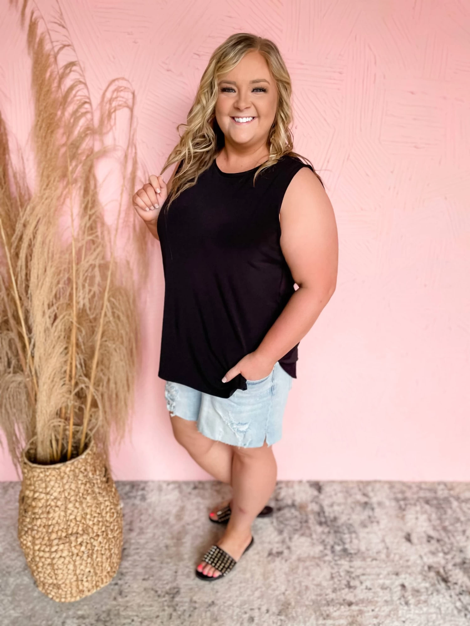 Ready Or Not Side Slit Top- Black 1 Ready Or Not Side Slit Top- Black