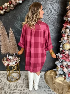 Word To The Wise Checkered Half Sleeve Dress- Burgundy -Fashion Clothing Store 9fda3dff84608b7dca24a7986dade47c scaled