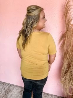 In My Comfort Zone V Neck Tee- Mustard -Fashion Clothing Store IMG 1132