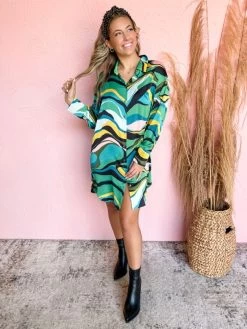 Making Moves Groovy Satin Dress