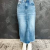 Out Of Reach Frayed Denim Skirt- Medium Wash
