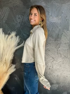 Living Life To The Fullest Mock Neck Wide Collar Henley Top- Cream -Fashion Clothing Store IMG 6126 Original scaled