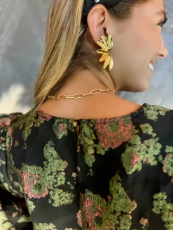 Bringing Art To Life Jacquard Puff Sleeve Dress -Fashion Clothing Store IMG 6180 Original scaled