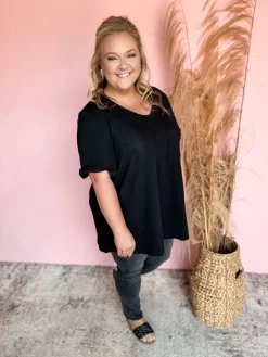 Be Your Best V Neck Ribbed Top- Black -Fashion Clothing Store a042cd978b6a3164b764c9079dd41569 scaled