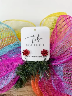 Red Christmas Bow Studs