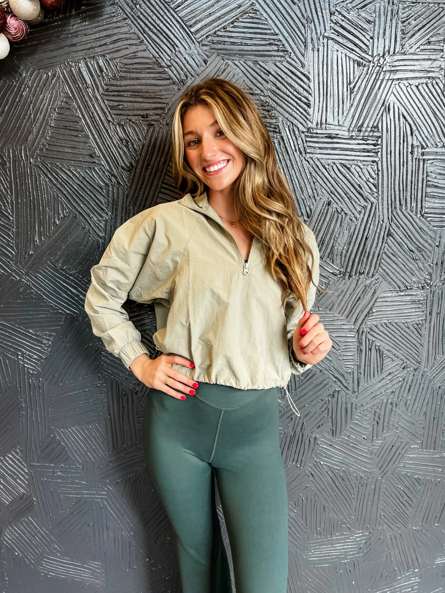 Edgy And Fun Cropped Jacket- Limestone 2 Edgy And Fun Cropped Jacket- Limestone - Image 2