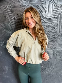 Edgy And Fun Cropped Jacket- Limestone