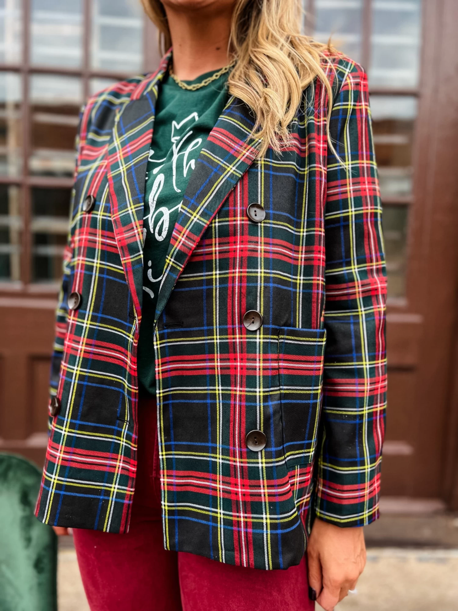 Deck The Halls Plaid Blazer 2 Deck The Halls Plaid Blazer - Image 2