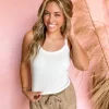 Ivory Rib Cropped Tank Top