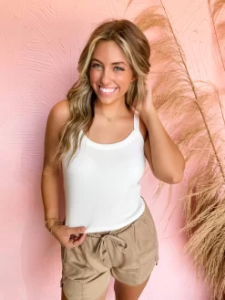 Ivory Rib Cropped Tank Top