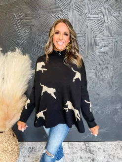 Wild Cheetah Mock Neck Side Slit Sweater- Black -Fashion Clothing Store a975bb4687c95e4284cb433d4ee31817 scaled
