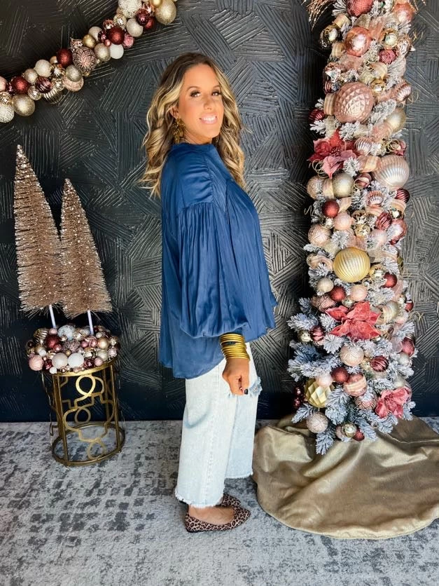 Into The Night Long Sleeve Button Top- Midnight 4 Into The Night Long Sleeve Button Top- Midnight - Image 4