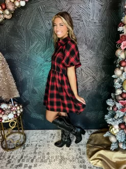 Dark Romance Plaid Puff Sleeve Dress -Fashion Clothing Store abd451ceb7ec5aa37525877e106c0122 scaled