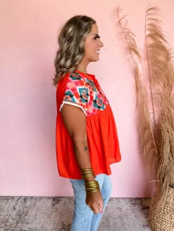 {THML} Bold Beauty Embroidered Tassel Tie Top- Orange -Fashion Clothing Store aca5158e8c64c24d729f5f1e435ad048 scaled