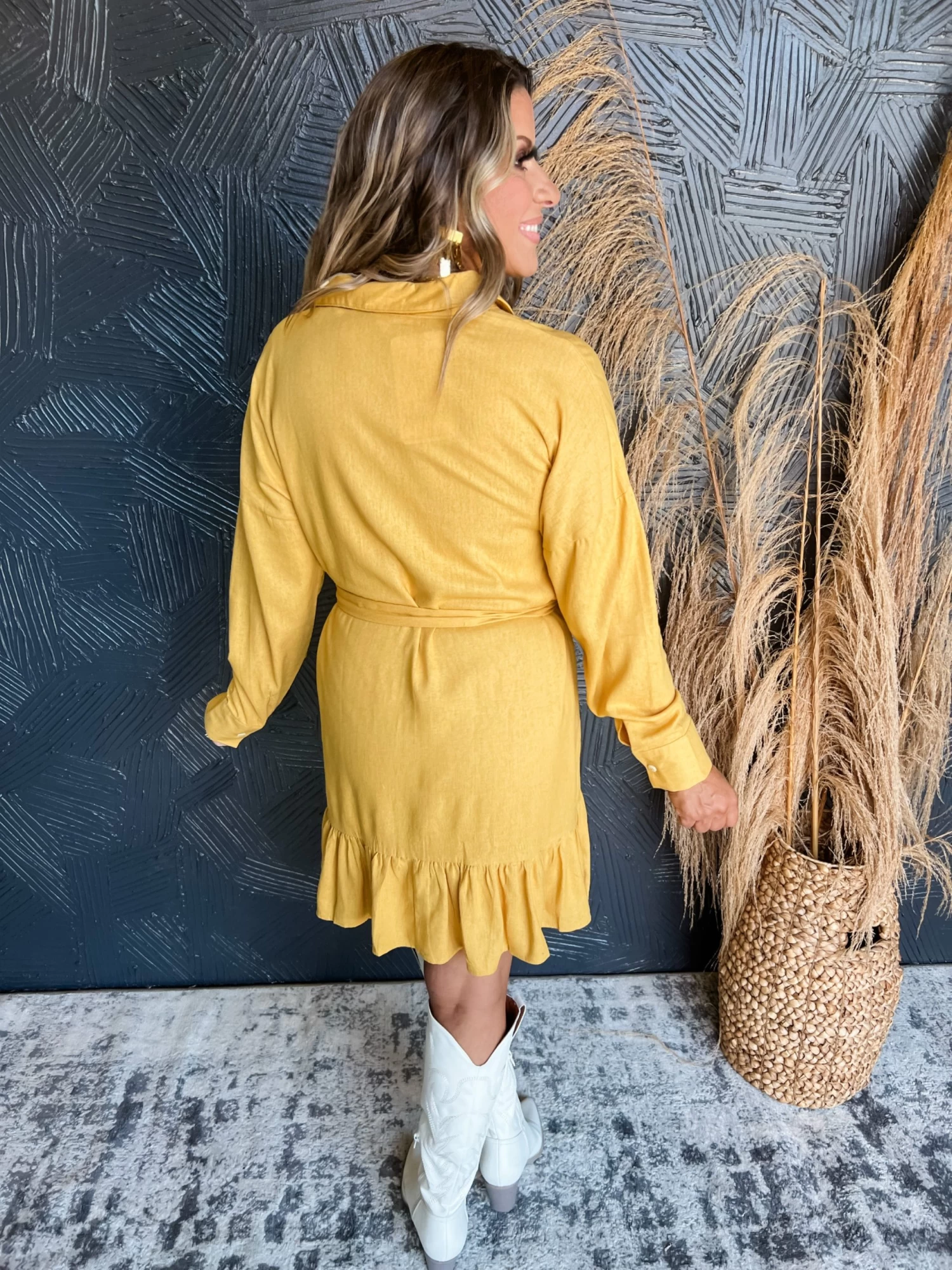 Along The Way Linen Shirt Dress- Woodstock 2 Along The Way Linen Shirt Dress- Woodstock - Image 2