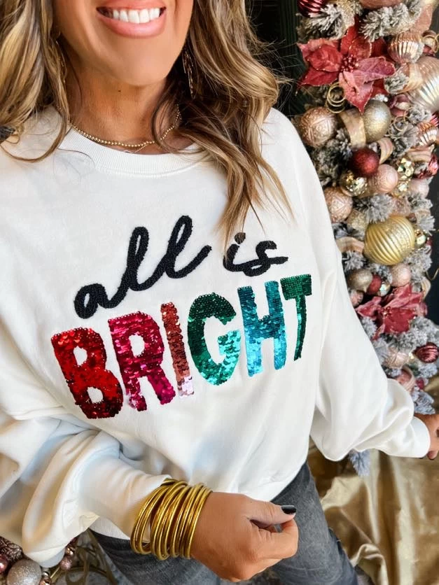 All Is Bright Sweatshirt- Cream 2 All Is Bright Sweatshirt- Cream - Image 2