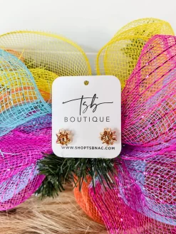 Gold Christmas Bow Studs