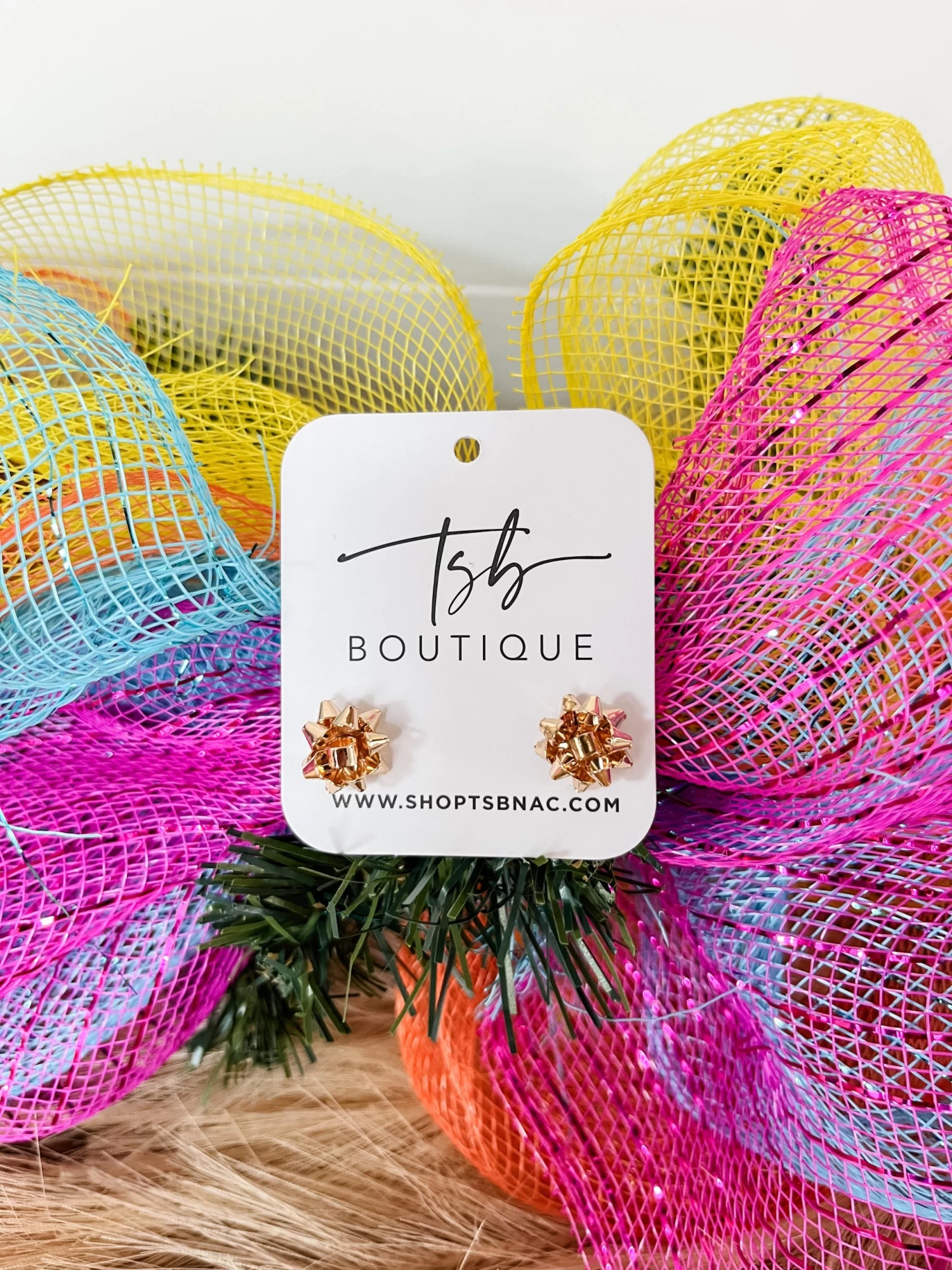 Gold Christmas Bow Studs 1 Gold Christmas Bow Studs