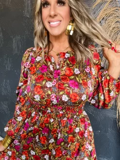 Fallin' For The Floral Tiered Dress- Brown