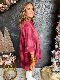 Word To The Wise Checkered Half Sleeve Dress- Burgundy -Fashion Clothing Store b75eb92a2d3977917bade3beb9f674a3 scaled