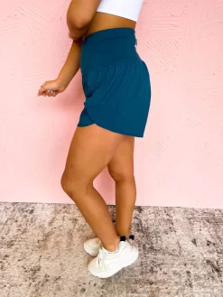 Teal High Waisted Running Shorts -Fashion Clothing Store b945050a5450ae22891ce6b5c5ce1a2e scaled