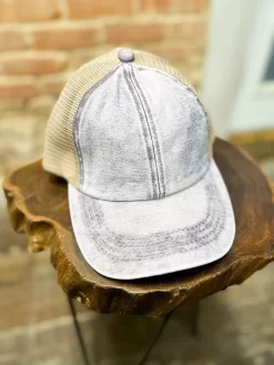 Stonewashed Criss Cross Denim Cap- Purple