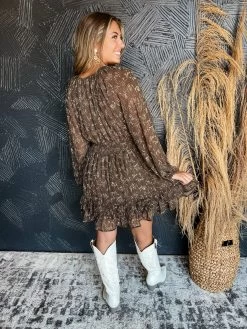 My Current Mood V Neck Printed Dress- Mocha -Fashion Clothing Store bbd040b7f5ff67ce58fdc9eda8350d57