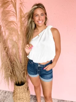 Can Never Tell One Shoulder Top- Off White