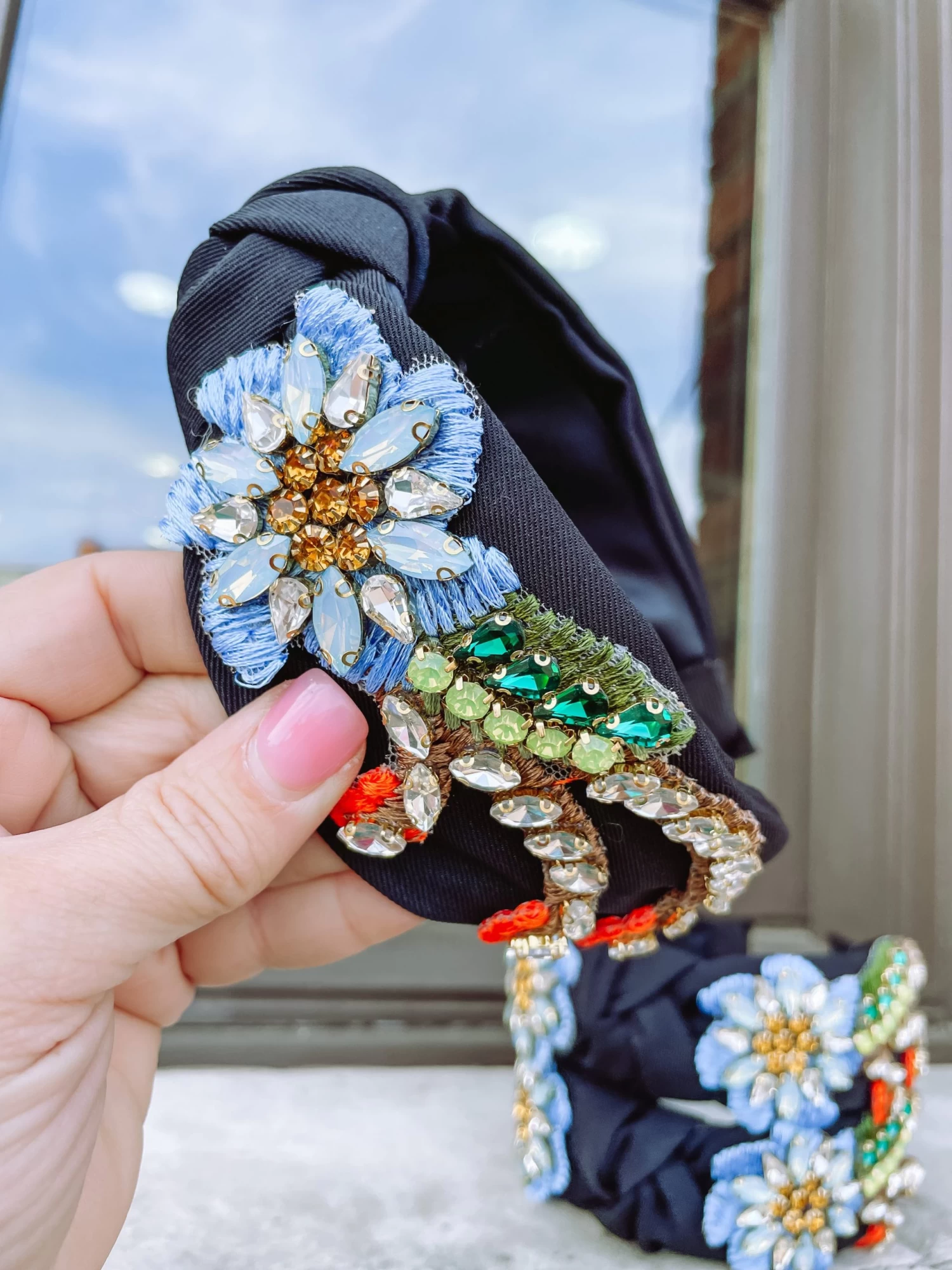 Black 3D Flower Headband 2 Black 3D Flower Headband - Image 2