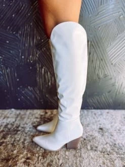 Clara Knee High Boots- White -Fashion Clothing Store cd65af8aacd5120c8e0974c07ee817e8