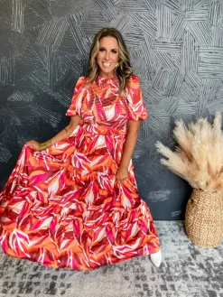 Intrigued By You Leaf Print Maxi Dress