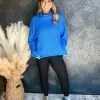 Stay Cozy Roomy Wide Sleeve Turtle Neck Knit Sweater- Blue